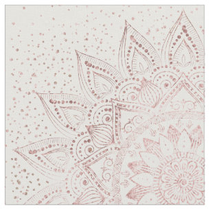 Elegant Rose Gold Dots Mandala Fabric