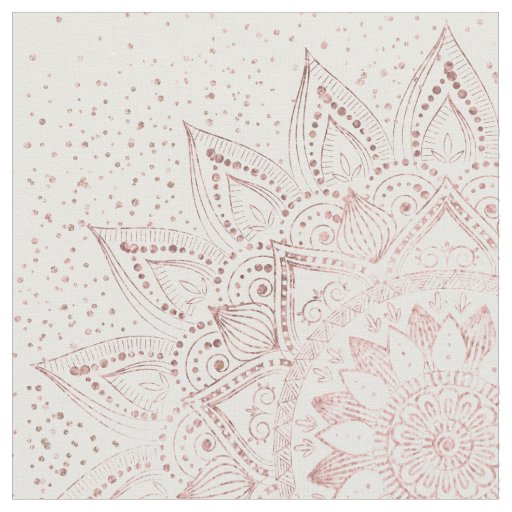 Elegant Rose Gold Dots Mandala Fabric