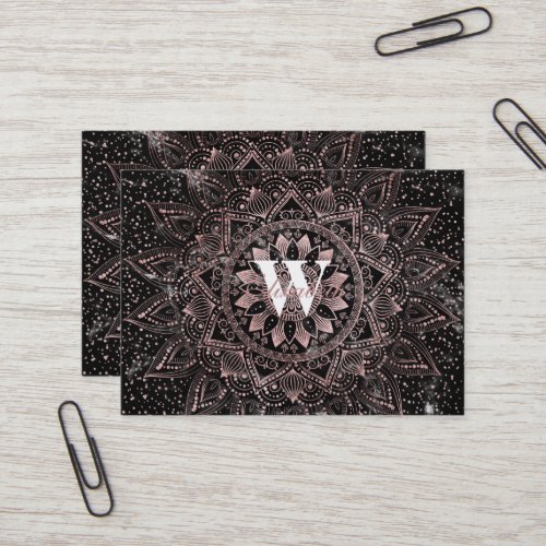 Elegant  Rose Gold Dots Mandala Marble  Business Card