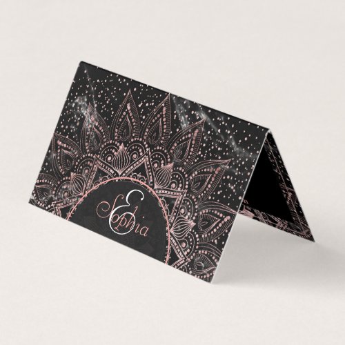 Elegant  Rose Gold Dots Mandala Marble  Business Card