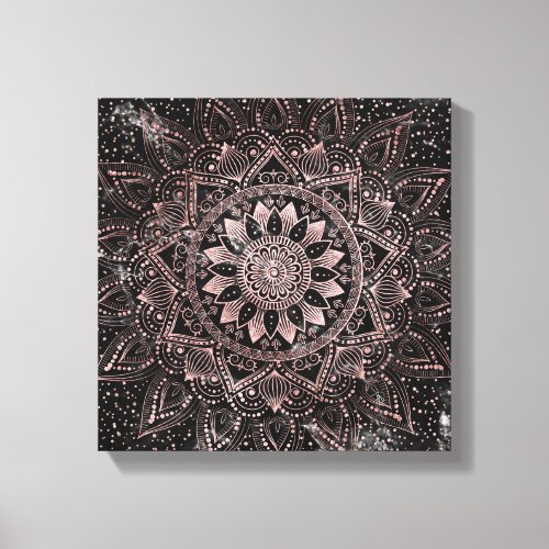 Elegant  Rose Gold Dots Mandala Marble  Canvas Print