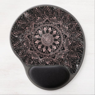 Elegant Rose Gold Dots Mandala Marble Gel Mouse Pad