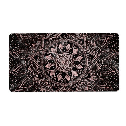 Elegant  Rose Gold Dots Mandala Marble  Label