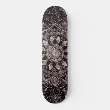 Elegant  Rose Gold Dots Mandala Marble  Skateboard by Trendy_arT at Zazzle