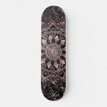 Elegant  Rose Gold Dots Mandala Marble  Skateboard