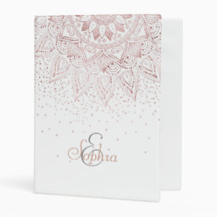 Elegant Rose Gold Dots Mandala Mini Binder