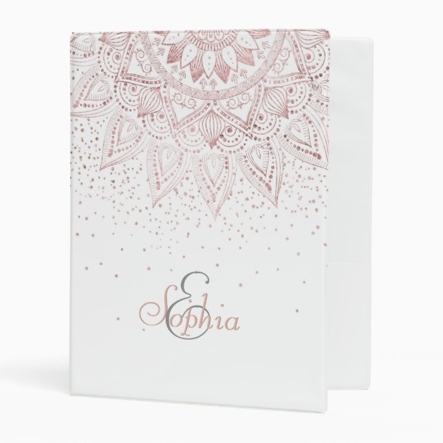 Elegant Rose Gold Dots Mandala Mini Binder (Front/Inside)