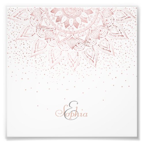 Elegant Rose Gold Dots Mandala Photo Print