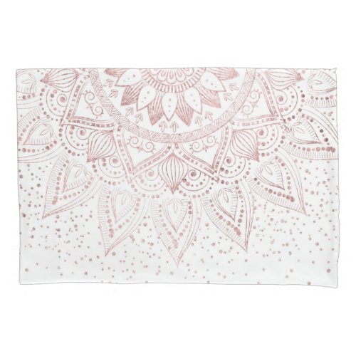 Elegant Rose Gold Dots Mandala Pillow Case