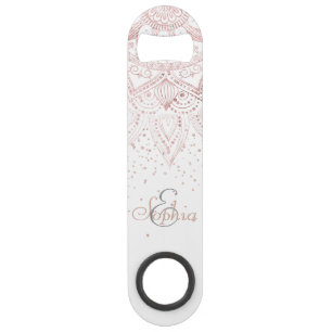 Elegant Rose Gold Dots Mandala Speed Bottle Opener