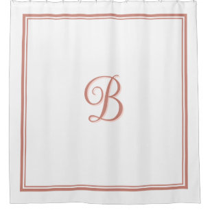 Elegant Rose Gold Double Border Script Monogram  Shower Curtain
