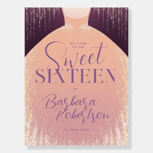 Elegant Rose Gold Dress Sweet Sixteen Welcome Foam Board
