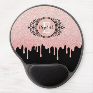 Elegant Rose Gold Dripping Glitter Mouse Pad