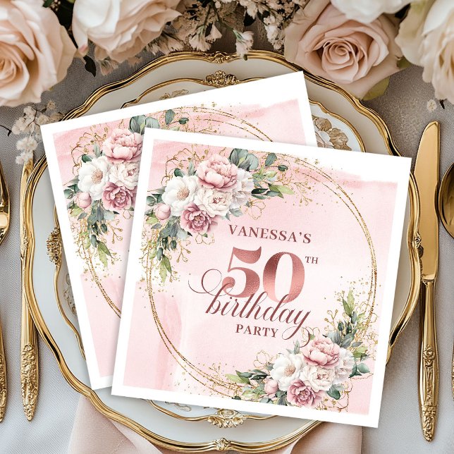 Elegant Rose Gold Dusty Pink 50th Birthday Party  Napkins (Elegant Rose Gold Dusty Pink 50th Birthday Party Napkins

)