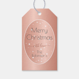 Elegant Rose Gold Effect Cute Christmas Snowflakes Gift Tags