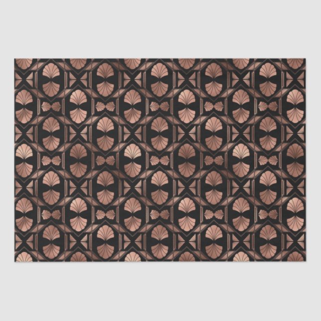 Elegant Rose Gold Fan Grid Art Deco Pattern Design Tissue Paper (Front)