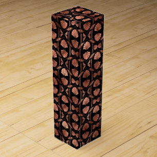 Elegant Rose Gold Fan Grid Art Deco Pattern Design Wine Box