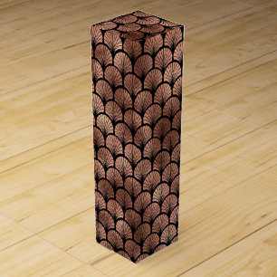 Elegant Rose Gold Fan Grid Art Deco Pattern Wine Box