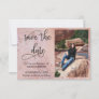 Elegant Rose Gold Faux Foil and Glitter Photo Save The Date