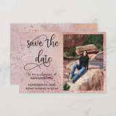 Elegant Rose Gold Faux Foil and Glitter Photo Save The Date (Front/Back)