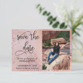 Elegant Rose Gold Faux Foil and Glitter Photo Save The Date (Standing Front)