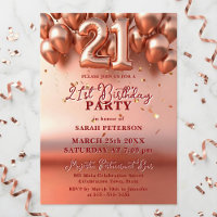 Elegant Rose Gold Faux Foil Balloons 21st Birthday