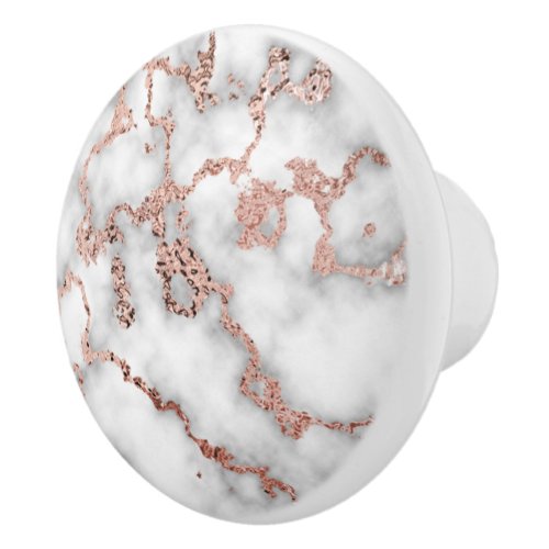 Elegant Rose Gold Faux Foil Marble  Ceramic Knob