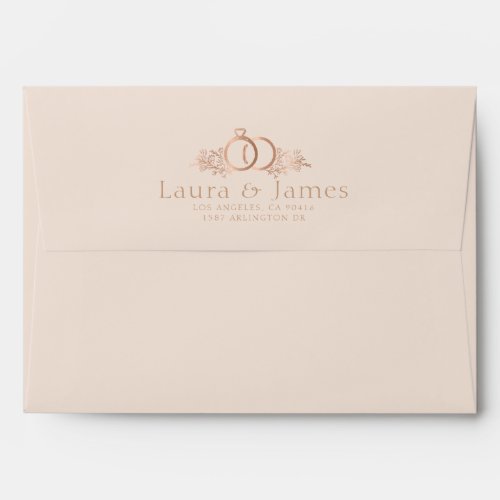 Elegant Rose gold Faux Glitter chic Wedding Envelo Envelope