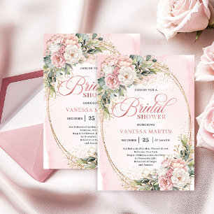 Elegant Rose Gold Floral Bridal Shower Invitation