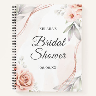 Elegant Rose Gold Floral Bridal Shower Wedding Notebook