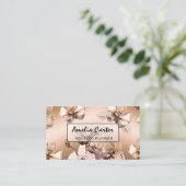 Elegant Rose Gold Floral business cards (Standing Front)