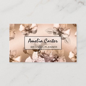 Elegant Rose Gold Floral business cards