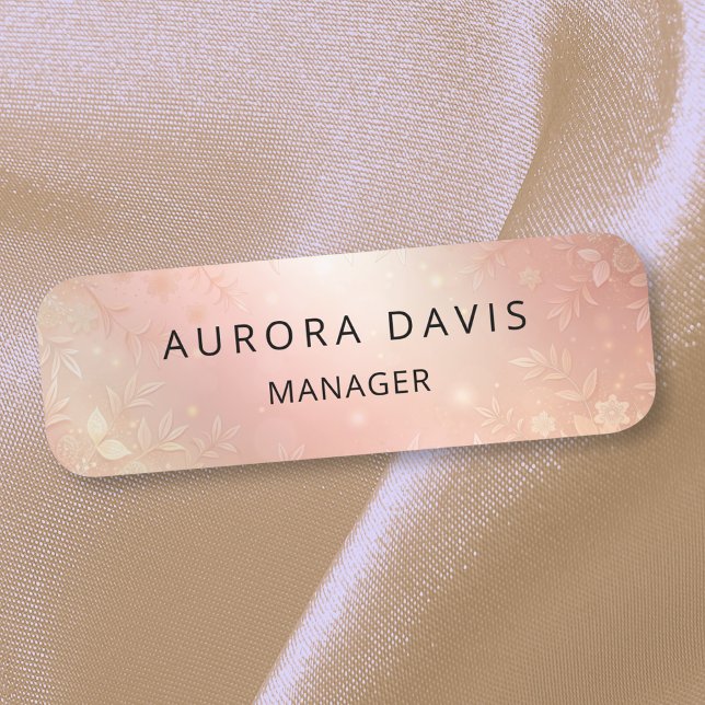 Elegant Rose Gold Floral Business Name Tag (Creator Uploaded)