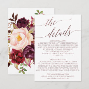 Elegant Rose Gold   Floral Details Insert Card