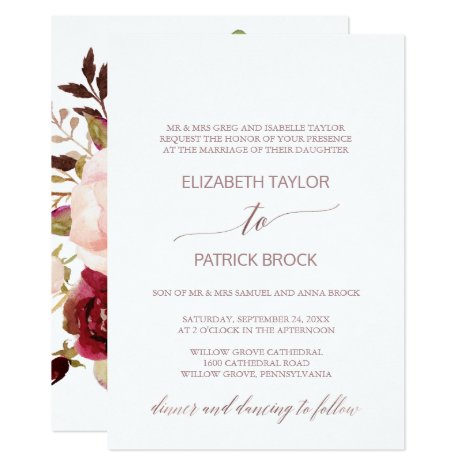 Elegant Rose Gold | Floral Formal Wedding Invitation