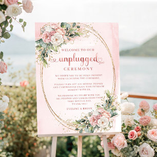 Elegant Rose Gold Floral Greenery Unplugged Poster