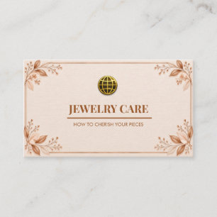 Elegant Rose Gold Floral Jewelry Care Card