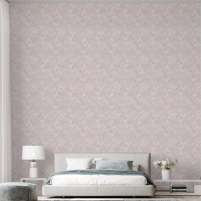 Elegant Rose Gold Floral Mandala Wallpaper (Bedroom)