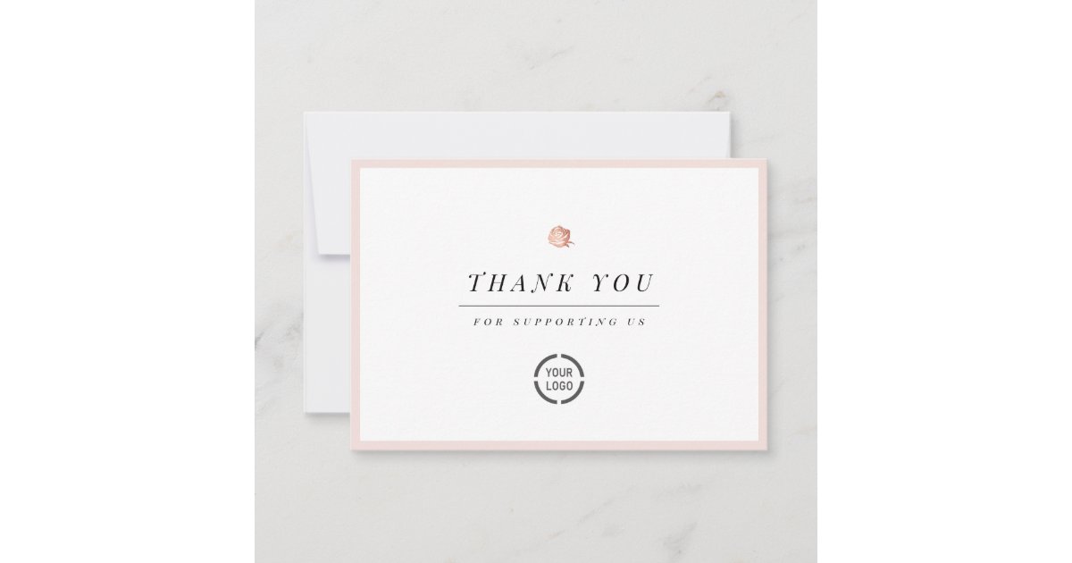 Elegant Rose gold floral minimalist business Thank You Card | Zazzle