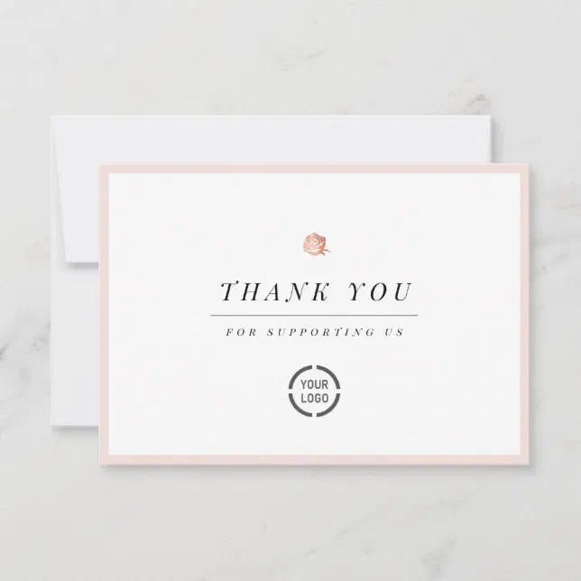 Elegant Rose gold floral minimalist business Thank You Card | Zazzle