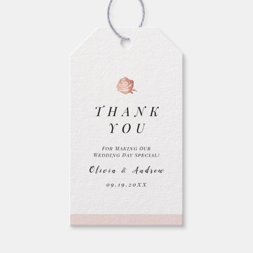 Elegant Rose gold floral minimalist thank you Gift Tags