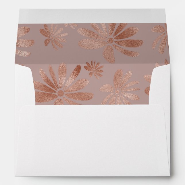 Elegant Rose Gold Floral Personalized Envelope (Back (Bottom))