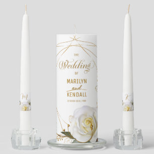 Elegant Rose Gold Floral Unity Candle Set