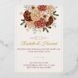 Elegant Rose Gold Floral Wedding Invitation | Blus Foil Invitation
