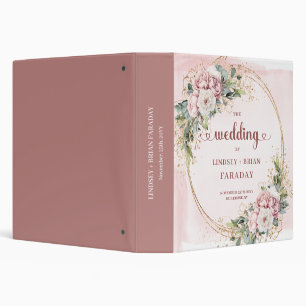 Elegant Rose Gold Floral Wedding Ring Binder
