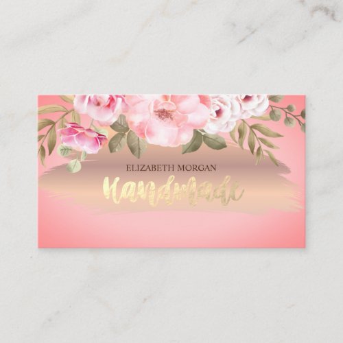 Elegant Rose Gold Flowers Business Card