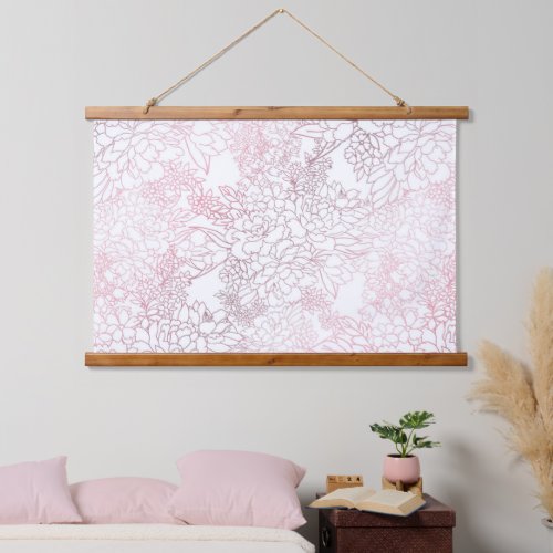 Elegant Rose Gold Flowers Floral Botanical Design Hanging Tapestry