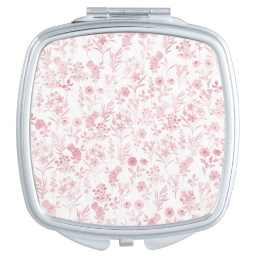 Elegant Rose Gold Flowers White Botanical Compact Mirror