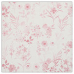 Elegant Rose Gold Flowers White Botanical Fabric