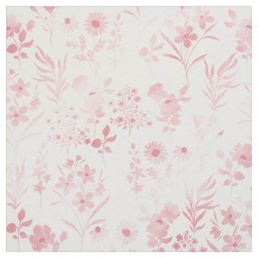 Elegant Rose Gold Flowers White Botanical Fabric